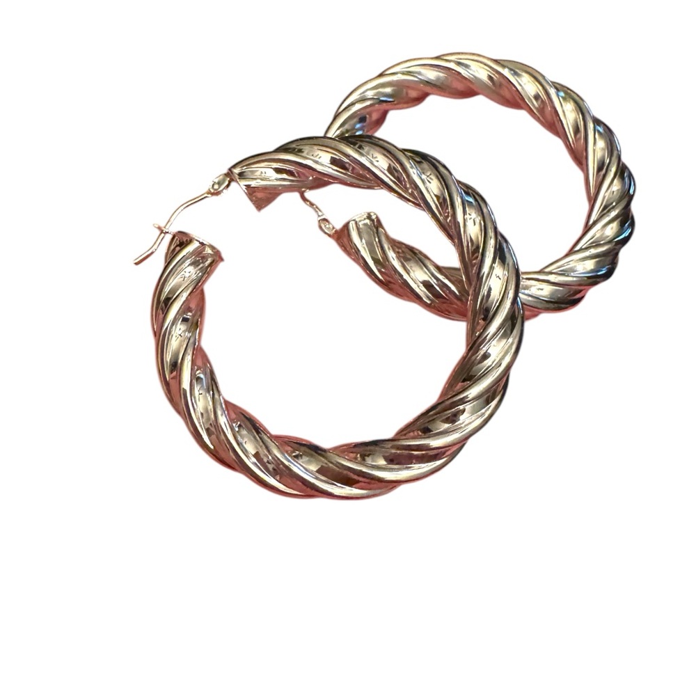 Silver plate MILOR Italy Bronze Twisted Hoop Earrings
